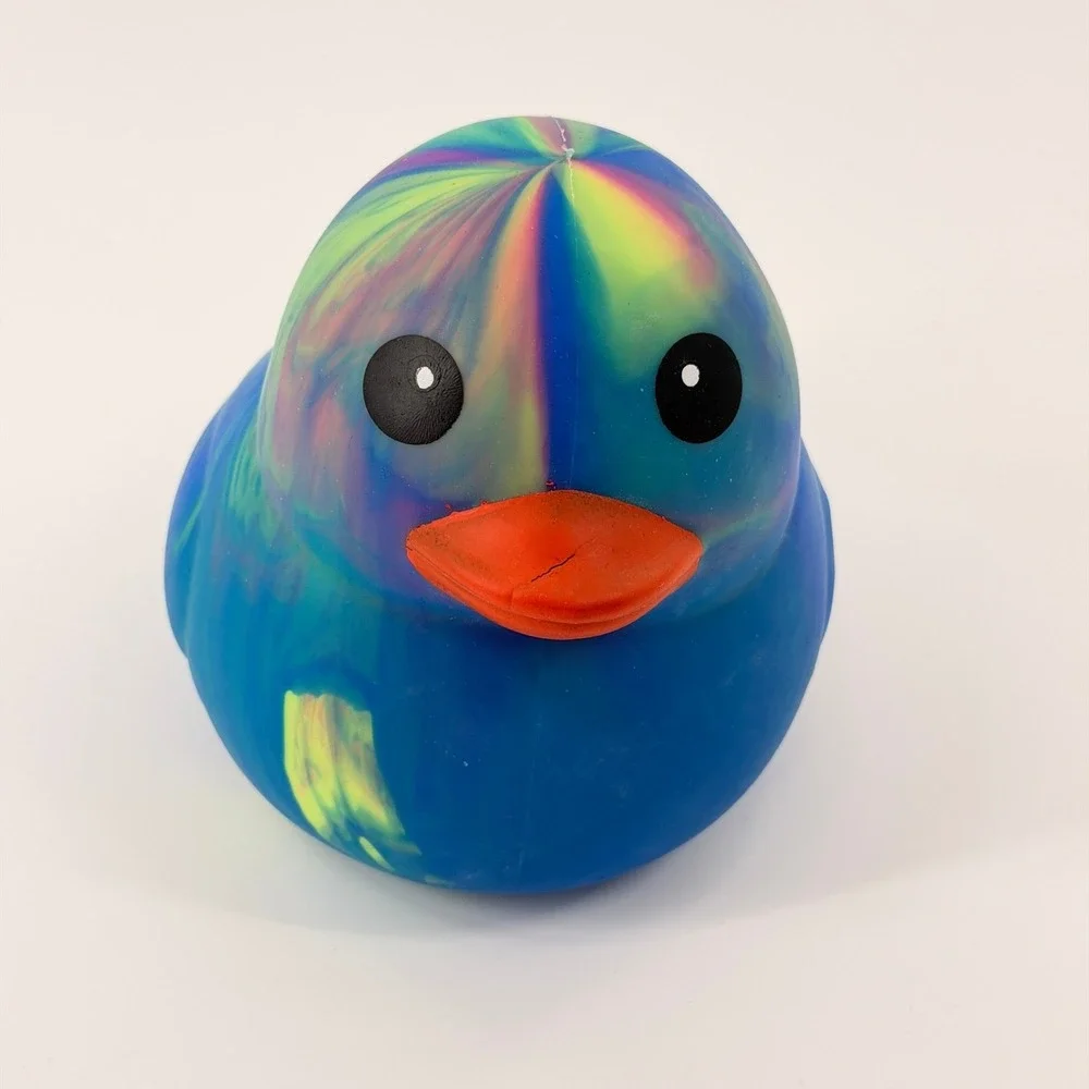 Toymendous Squeeezy Rubber Duck Kids OS Blue Green Yellow Marble Sensory Toy NWT